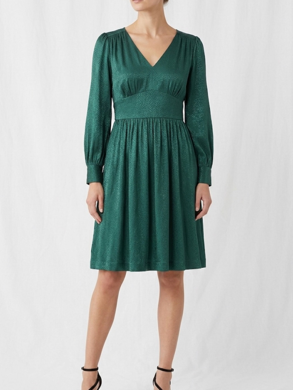 Calvin Klein Leopard Satin  Fit‑and‑Flare Dress – Size 6 | Dark Green Elegance